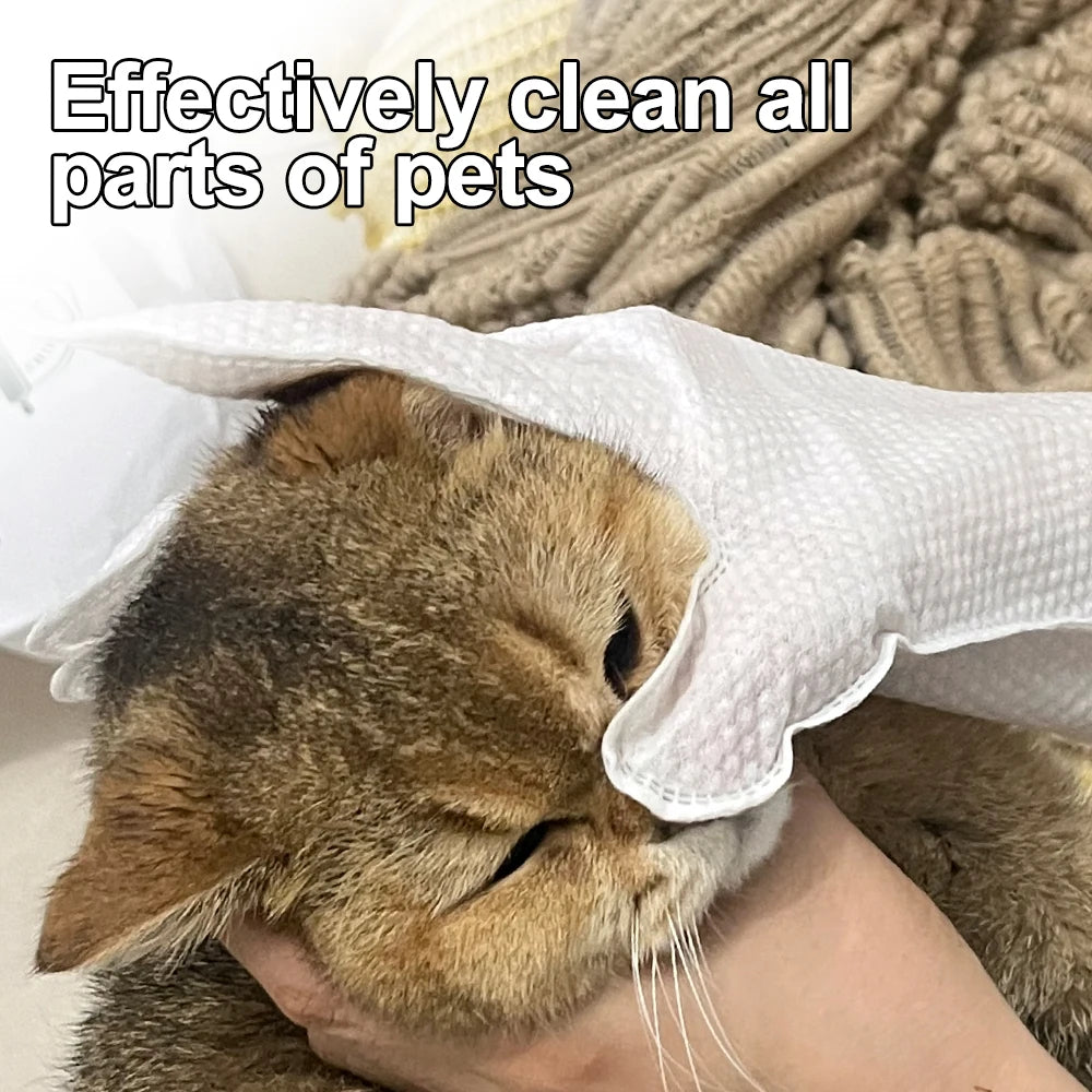30/6PCS Cat Dog Disposable Glove Towels Pet Wash Free Glove No Rinse Washing Gloves Towels Deodorizing Dry Cleaning Wet Towels