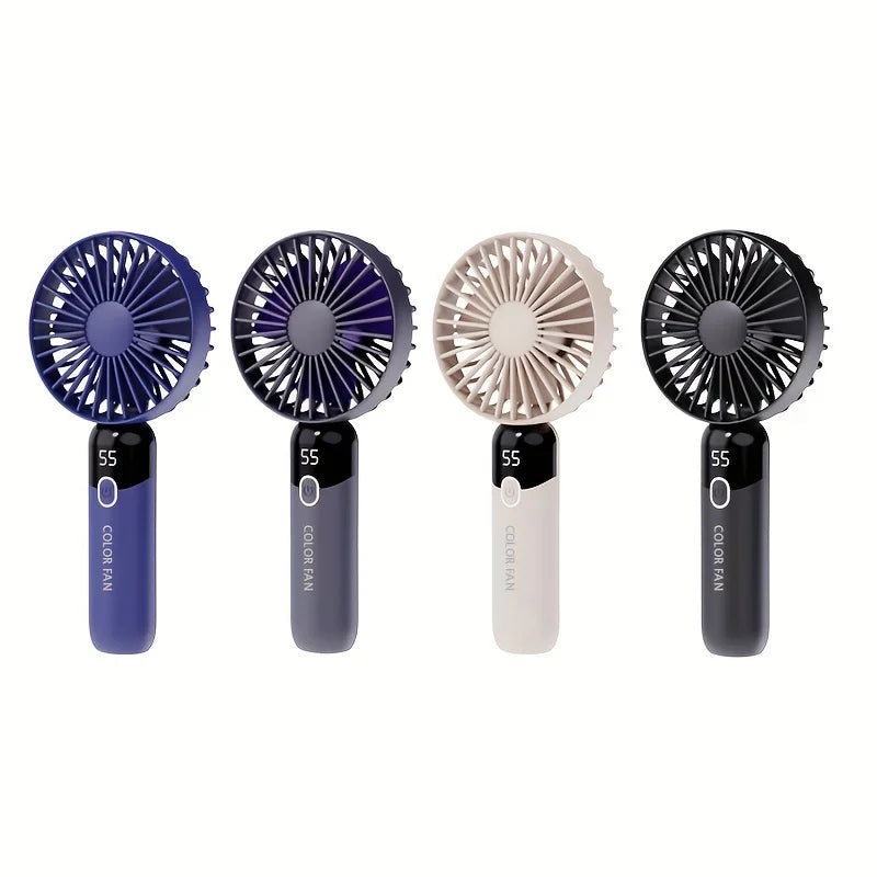 Portable Fan, 6 Speeds Personal Fan with Base, Digital Display, Lash Fan Makeup Fan Handheld/Neck/Desk Fan for Outdoor Indoor