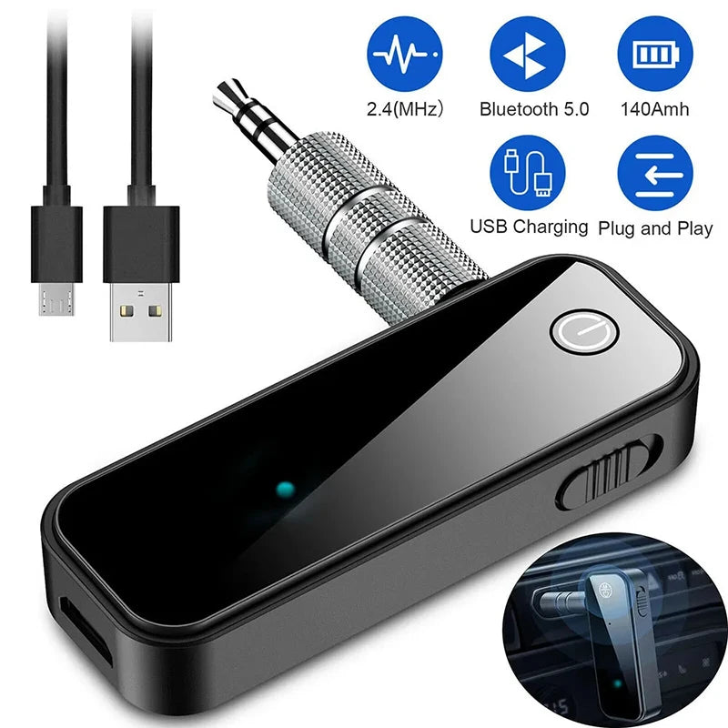 Bluetooth 5.0 Transmitter Receiver 2 In1 Wireless Adapter 3.5mm Jack Audio AUX Adapter For Car Audio Music Aux Handsfree Headset