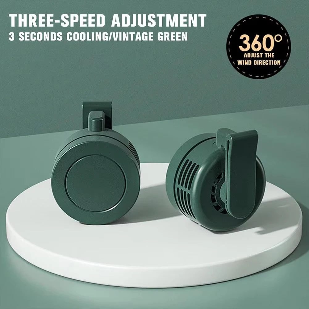 Mini Clip Fan Hanging Waist Neck Fan Girl Electric Air Cooling Fan USB Leafless Fan For Outdoor Camping Fishing Car Accessorie