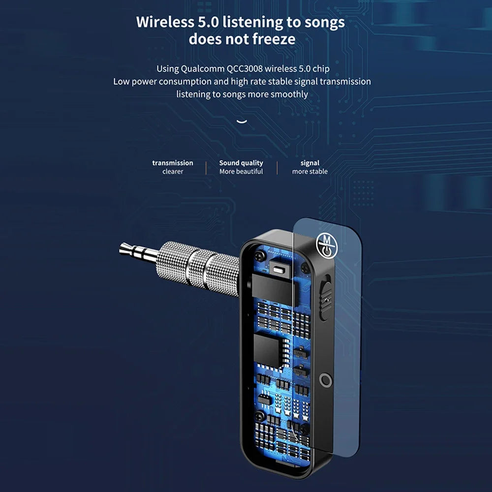 New Bluetooth 5.3 Transmitter Receiver 2 in1 Wireless Adapter 3.5mm Audio AUX Adapter For Car Audio Music Aux Handsfree Headset