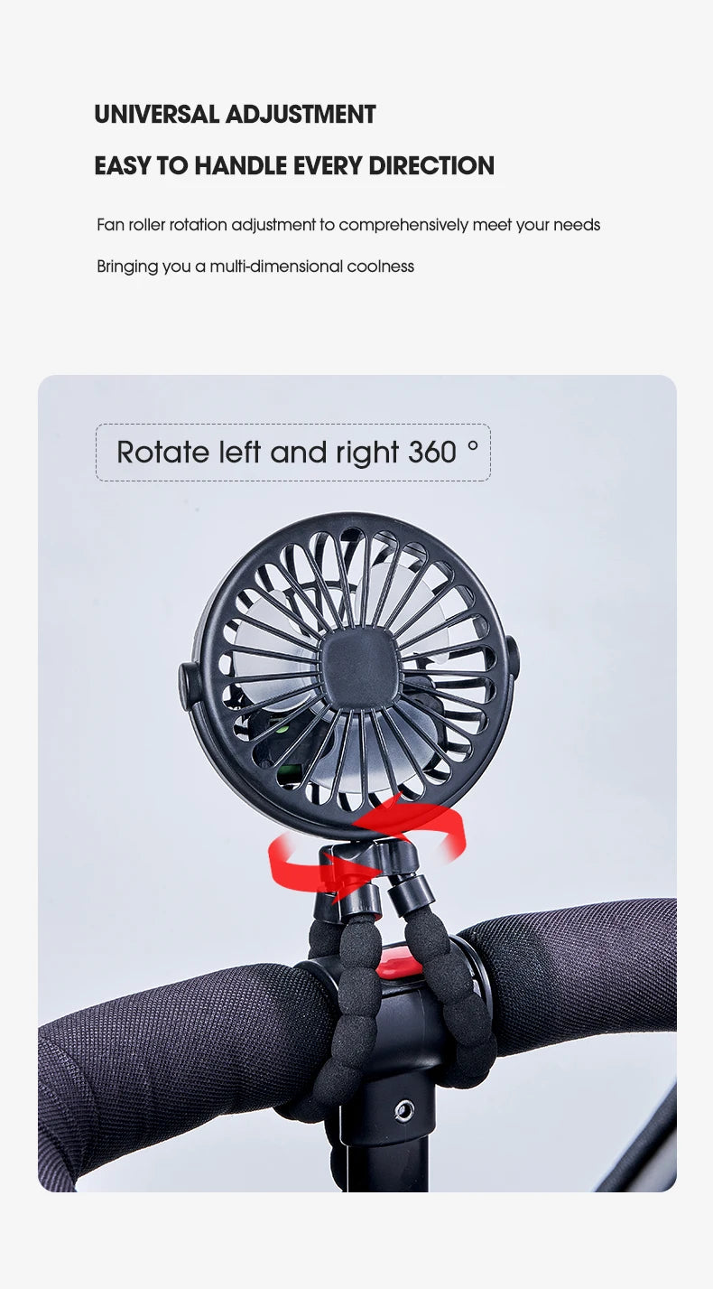 Portable USB Desktop Folding Fan,Outdoor Baby Stroller Handheld Fan, Summer Mute Small Multifunctional Octopus Mini Fan