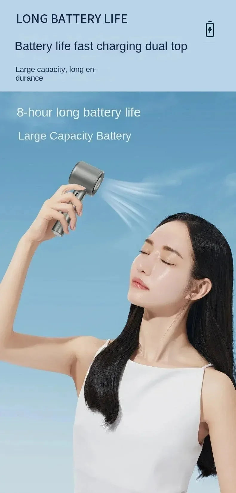 Portable Hand Fan 120 Wind Speeds Mini Bladeless Handheld Fan USB Rechargeable Personal Highspeed Fans Electric Eyelash Fan