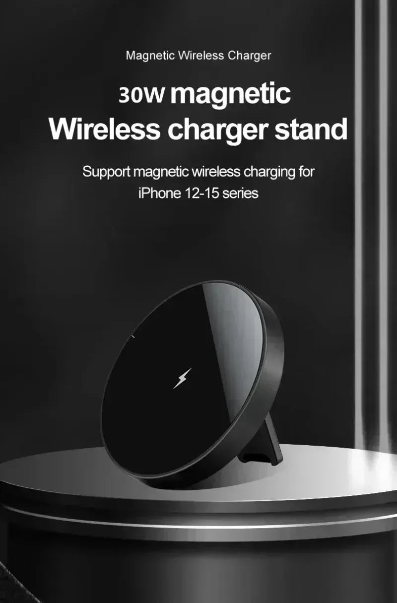 2 in 1 Desktop 30W Magnetic Wireless Charger Phone Holder For Magsafe iPhone 16 15 14 13 12 Pro Max X AirPods Fast Charging Dock