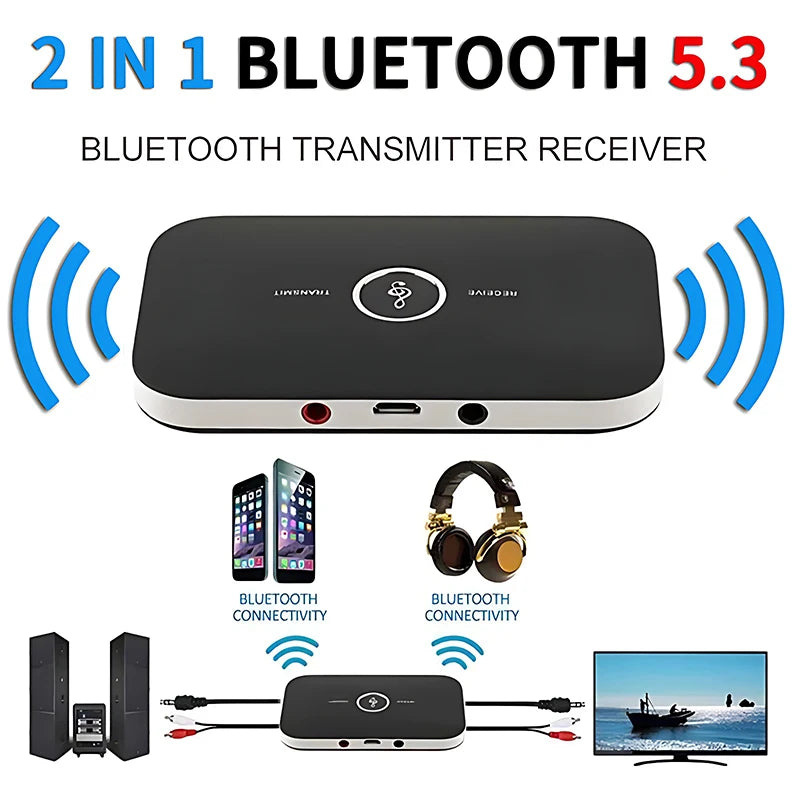 Hot Bluetooth 5.3 Audio Transmitter Receiver RCA 3.5mm AUX Jack USB Dongle Music Wireless Adapter For Car PC TV Headphones