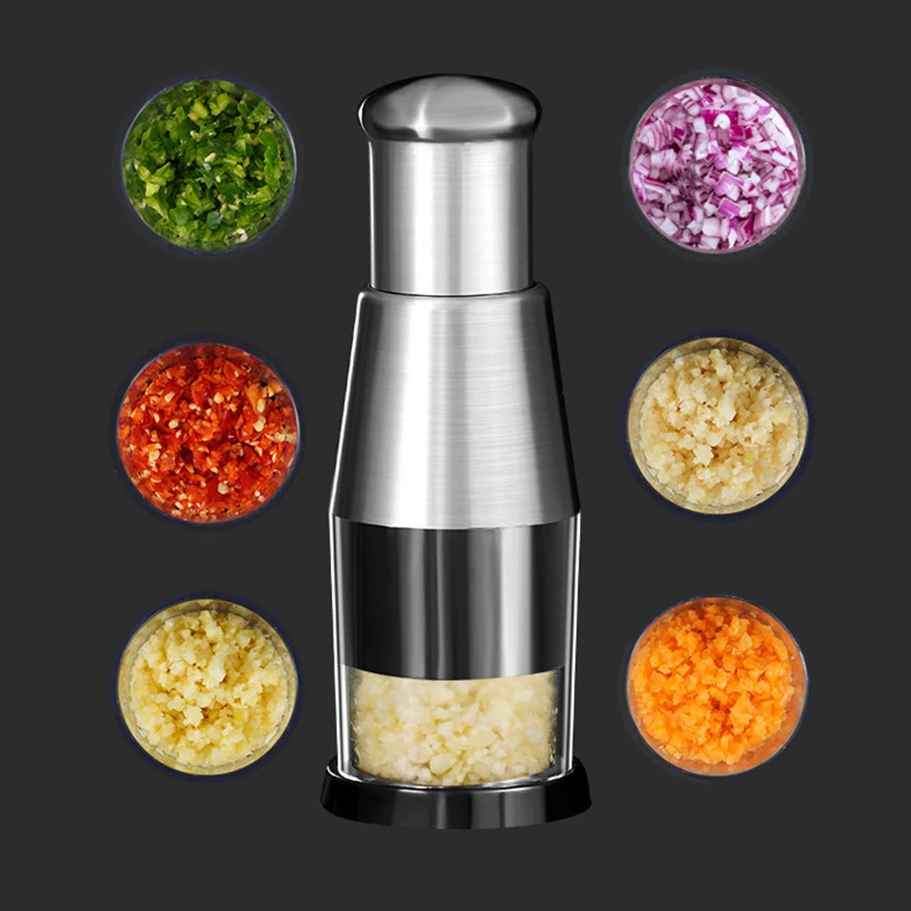 Stainless Steel Manual Hand Chopper Kitchen Tools Garlic Chopper Vegetable Slicer Mini Mincer Crusher for Garlic Ginger Herb Nut
