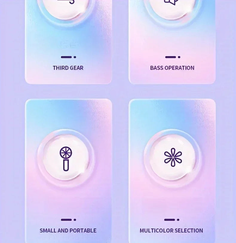 Mini Handheld Fan 3-Speed Strong Wind USB Rechargeable Long Lasting Portable Desk Fan For Students Office Outdoor Travel Camping