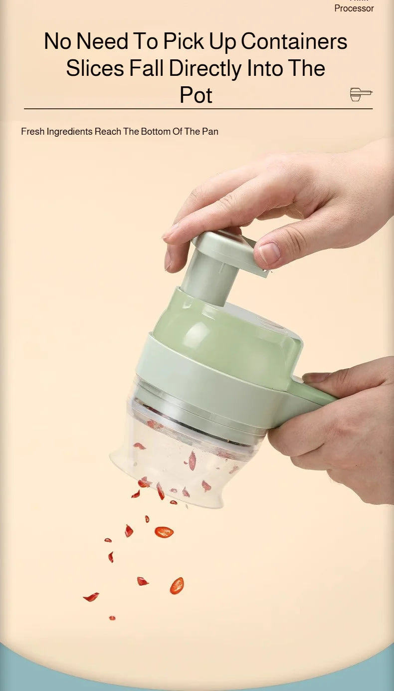 4 IN 1 Electric Vegetable Cutter Food Peel Slicer Handheld Wireless Garlic Masher Food Chopper Meat Grinder Home kitchen Mincer