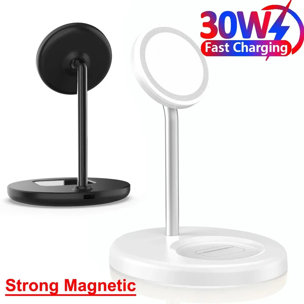 2 in 1 Magnetic Wireless Charger Stand Phone Charging Station Dock For iPhone 15 14 13 12 11 Pro Max AirPods Fast Chargers