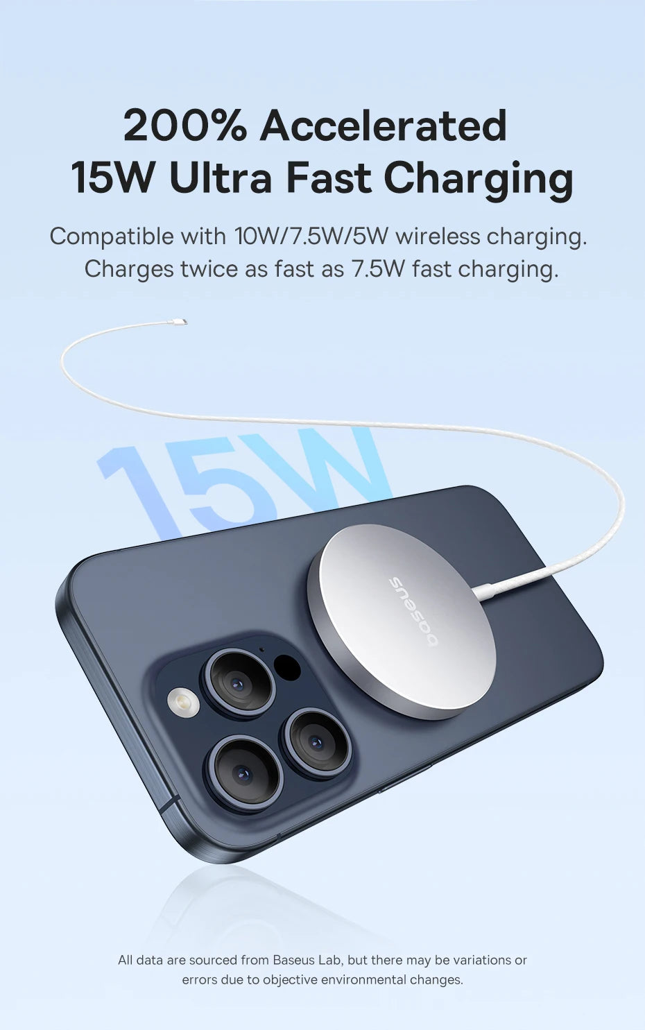 Baseus Qi2 15W Magnetic Wireless Charger Mini Fast Charging Phone Charger For iPhone 16 15 14 13 Pro Max