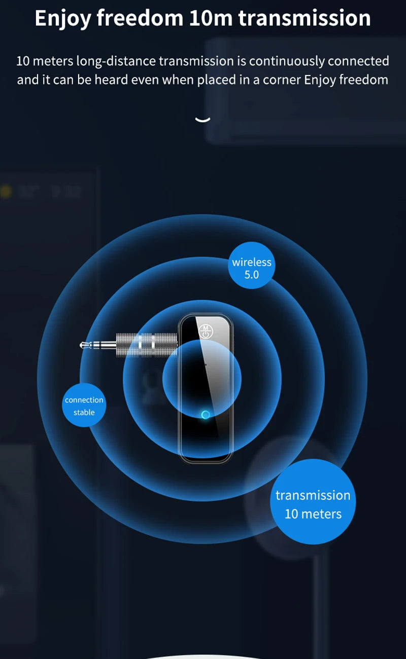 Bluetooth 5.0 Transmitter Receiver 2 In1 Wireless Adapter 3.5mm Jack Audio AUX Adapter For Car Audio Music Aux Handsfree Headset