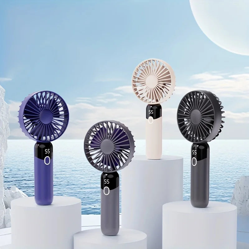 Portable Fan, 6 Speeds Personal Fan with Base, Digital Display, Lash Fan Makeup Fan Handheld/Neck/Desk Fan for Outdoor Indoor