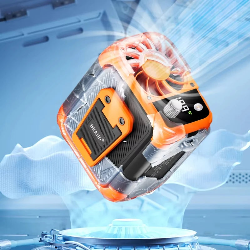 Mini high-speed waist fan, bladeless USB hanging neck fan, outdoor multifunctional mobile power lighting digital display fan