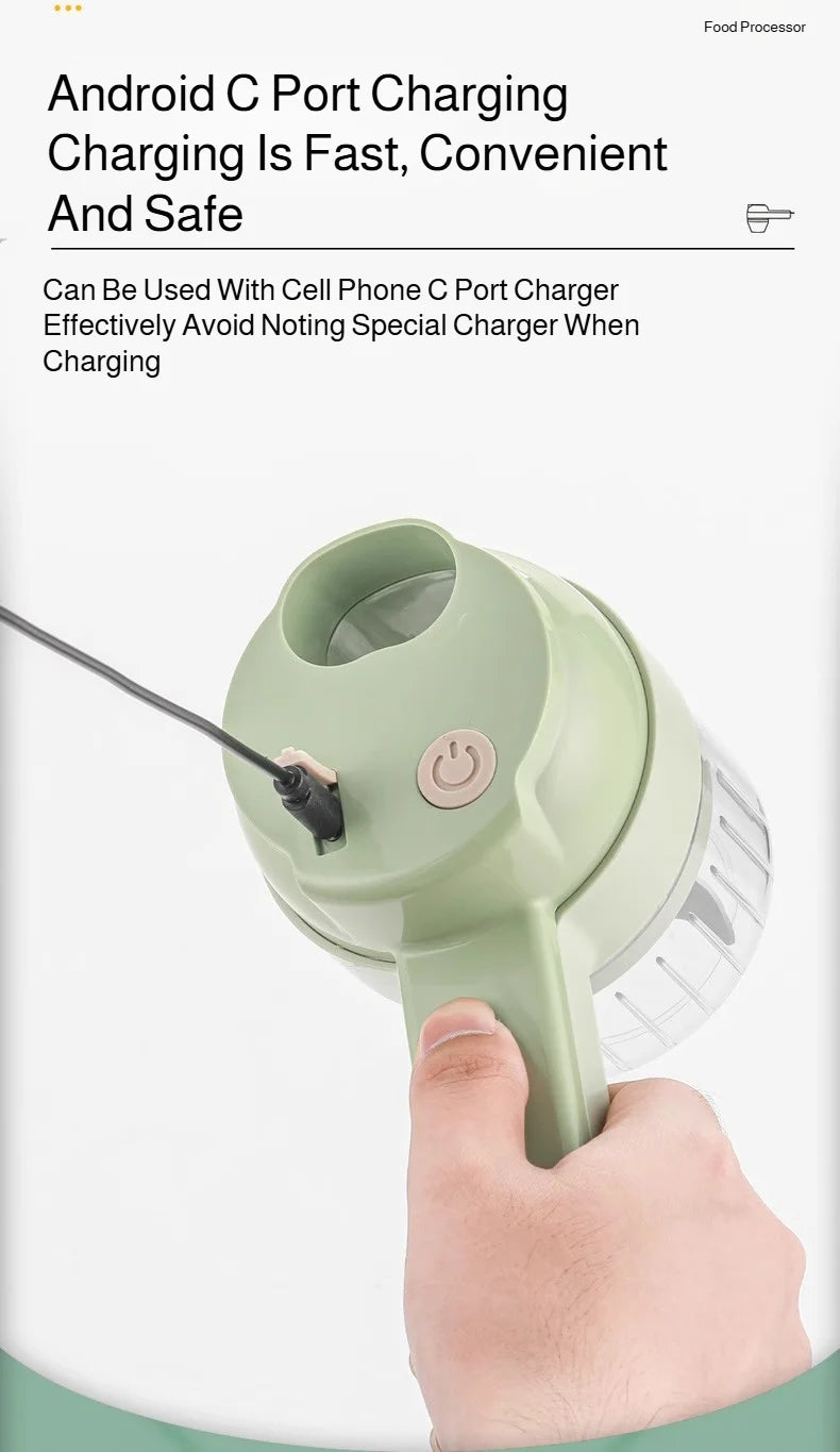 4 IN 1 Electric Vegetable Cutter Food Peel Slicer Handheld Wireless Garlic Masher Food Chopper Meat Grinder Home kitchen Mincer